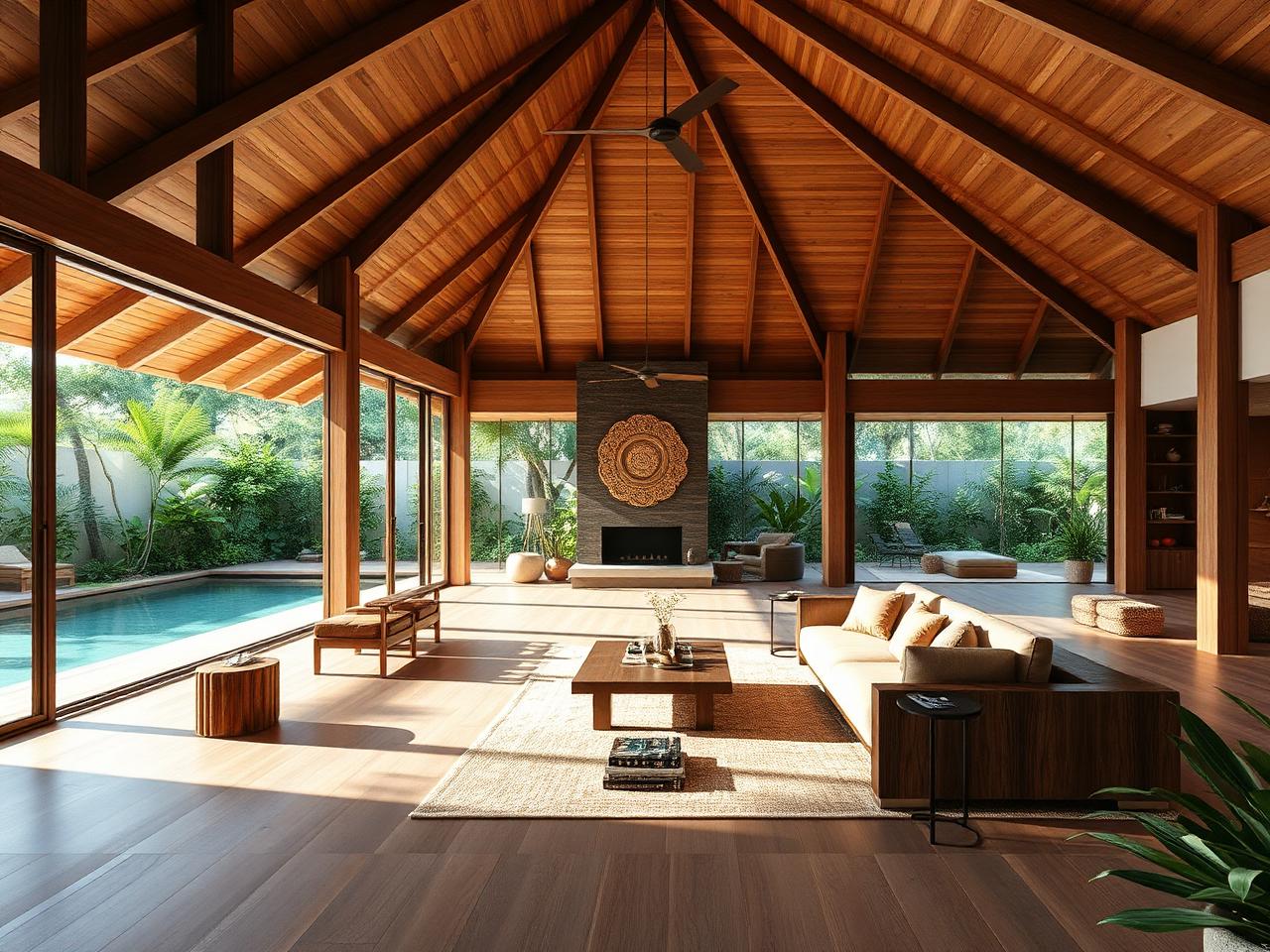 Open-plan tropical interior